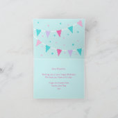 Rainbow Unicorn Personalisiert Aqua Pink Geburtsta Karte (Innenseite)