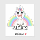 Rainbow Unicorn Personalisiert Name Aufkleber (Blatt)