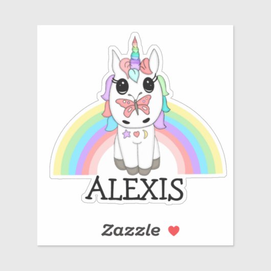 Rainbow Unicorn Personalisiert Name Aufkleber (Blatt)