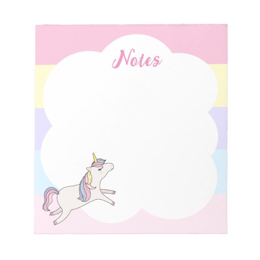 Rainbow Unicorn Personalisiert Notepad Notizblock (Vorderseite)