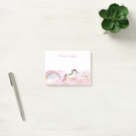 Rainbow Unicorn Personalisiert Post-it Klebezettel (Büro)