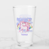 Rainbow Unicorn Personalisierter Name Glas (Rückseite)