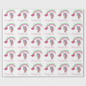 Rainbow Unicorn Personalisiertes Wrapping Paper Geschenkpapier (Flach)