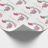 Rainbow Unicorn Personalisiertes Wrapping Paper Geschenkpapier (Ecke)