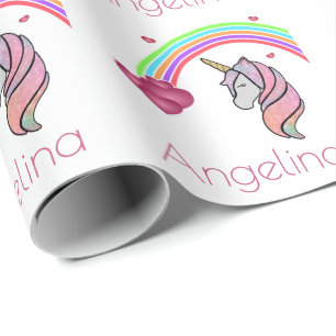 Rainbow Unicorn Personalisiertes Wrapping Paper Geschenkpapier