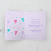 Rainbow Unicorn Personalisiertes Zeitalter Lila Ge Karte (Innenseite)