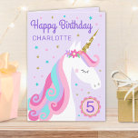 Rainbow Unicorn Personalisiertes Zeitalter Lila Ge Karte<br><div class="desc">Diese Geburtstagskarte zeigt ein niedliches,  skurriles Einhorndesign mit Imitaten Gold Glitzer. Das Innere der Karte hat bunte und konfetti. Personalisieren Sie diese Karte mit einem Namen und Alter auf der Vorderseite und Ihre Geburtstagsnachricht drinnen.</div>