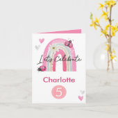 Rainbow Unicorn Personalisiertes Zeitalter Lila Karte (Gelbe Blume)