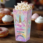 Rainbow Unicorn pink aqua birthday pop corn Geschenkschachtel