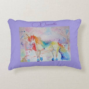 Rainbow Unicorn Pink Girls Kinderzimmer Liebe Kiss Dekokissen
