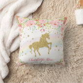 Rainbow Unicorn Pink Gold Baby Girl Nursery Decor Kissen (Decke)