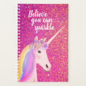 Rainbow Unicorn Pink Gold Glitzer Inspiration Planer (Vorderseite)