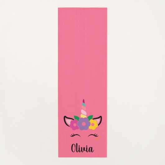 Rainbow Unicorn Pink Personalisiert Yoga Mat Yogamatte (Vorderseite)