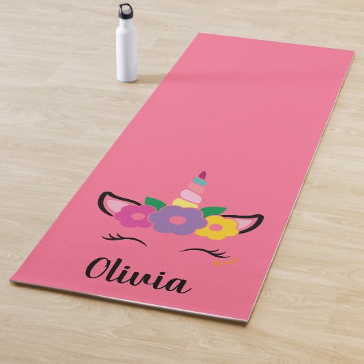 Rainbow Unicorn Pink Personalisiert Yoga Mat Yogamatte (Beispiel)