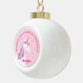 Rainbow Unicorn Pink Personalisierte Weihnachten Keramik Kugel-Ornament (Rechts)