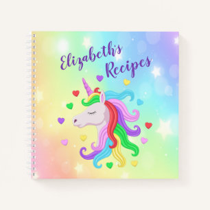 Rainbow Unicorn Pony Hearts Glitzern Girls Notizblock