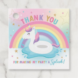 Rainbow Unicorn Pool Geburtstagsparty Danke Geschenkanhänger
