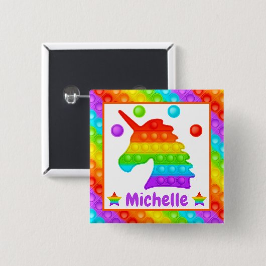 Rainbow Unicorn Pop It Fidget Toy Kids Button (Vorne & Hinten)