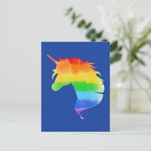 Rainbow Unicorn Postkarte (Stehend Vorderseite)