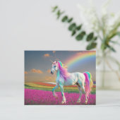 Rainbow Unicorn Postkarte (Stehend Vorderseite)