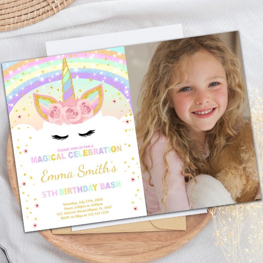 Rainbow Unicorn Postkarten mit Foto