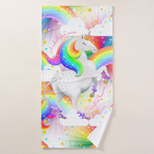 Rainbow Unicorn Princess Sternexplosion Bad Badhandtuch Set (Badehandtuch)