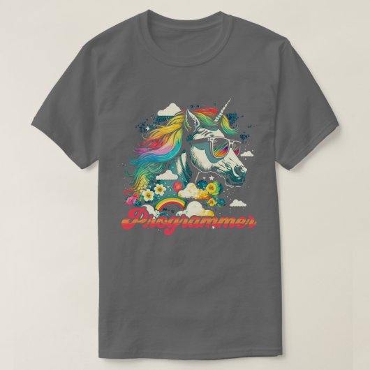 Rainbow Unicorn Programmer T-Shirt (Design vorne)