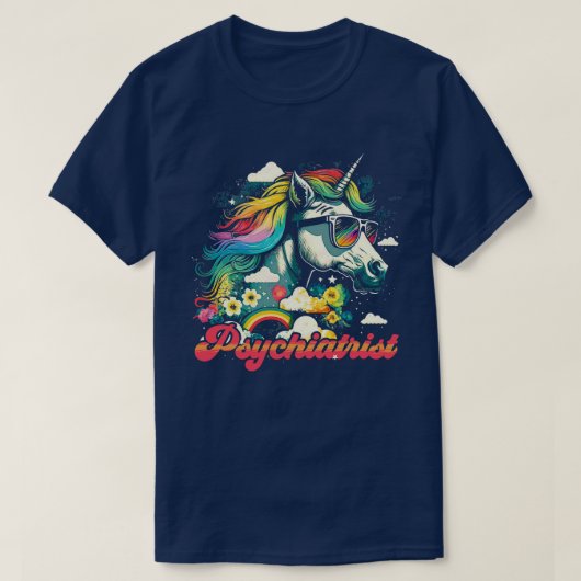 Rainbow Unicorn Psychiater T-Shirt (Design vorne)