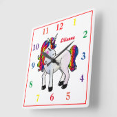 Rainbow Unicorn Quadratische Wanduhr (Winkel)