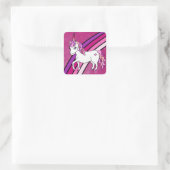 Rainbow Unicorn Quadratischer Aufkleber (Tasche)