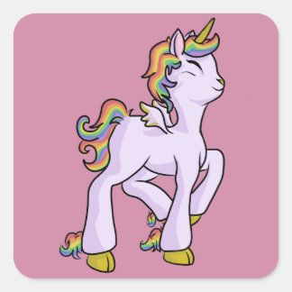 Rainbow Unicorn! Quadratischer Aufkleber