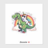 Rainbow Unicorn Riding T rex - Dinosaur Boys Girls Aufkleber (Blatt)