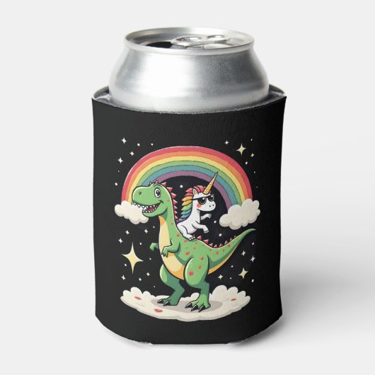 Rainbow Unicorn Riding T rex - Dinosaur Boys Girls Dosenkühler (Kanne Vorderseite)