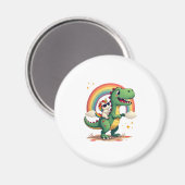 Rainbow Unicorn Riding T rex - Dinosaur Boys Girls Magnet (Vorderseite/Rückseite)