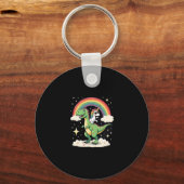 Rainbow Unicorn Riding T rex - Dinosaur Boys Girls Schlüsselanhänger (Vorderseite)