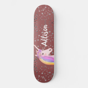 Rainbow Unicorn Rosa Girls Personalisiert Skateboard