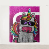 Rainbow Unicorn Rosa Glitzer Foto Stand Hintergrun Wandteppich (Vorderseite)
