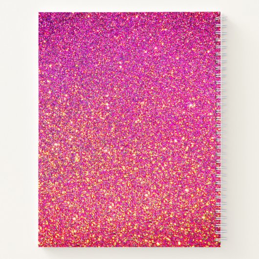 Rainbow Unicorn Rosa Glitzer Glam Personalisiert Notizblock (Rückseite)