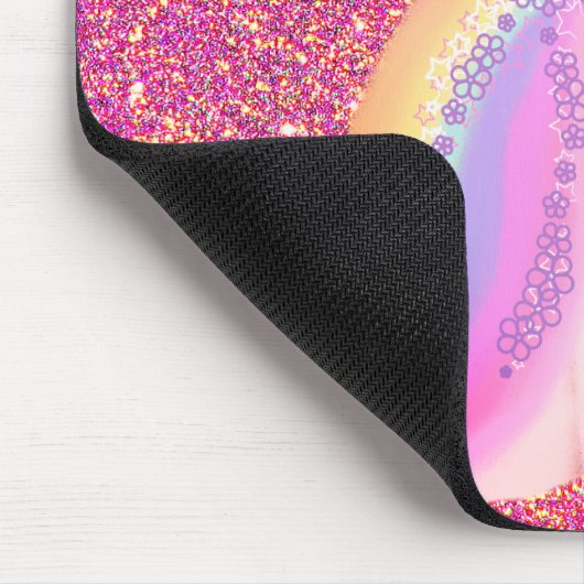 Rainbow Unicorn Rosa Glitzer Glitzern Personalisie Mousepad (Ecke)