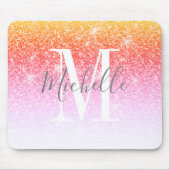 Rainbow Unicorn Rosa Glitzer Sparkle Monogram Name Mousepad (Vorne)