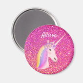 Rainbow Uniçorn Rosa Glitzer Sparkle Personalisier Magnet (Vorderseite/Rückseite)