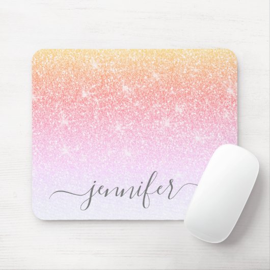 Rainbow Unicorn Rosa Glitzer Sparkor Ihr Name Mousepad (Mit Mouse)