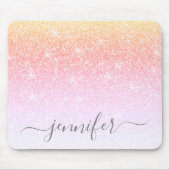 Rainbow Unicorn Rosa Glitzer Sparkor Ihr Name Mousepad (Vorne)