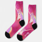 Rainbow Unicorn Rosa Glitzer Traum Socken (Linkes Detail)