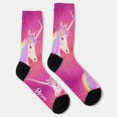 Rainbow Unicorn Rosa Glitzer Traum Socken (Rechts)