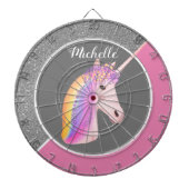 Rainbow Unicorn Rosa Silberner Glitzer Glitzern Gi Dartscheibe (vorne)
