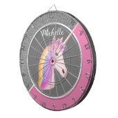 Rainbow Unicorn Rosa Silberner Glitzer Glitzern Gi Dartscheibe (Vorderseite rechts)