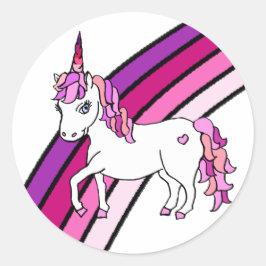 Rainbow Unicorn Runder Aufkleber