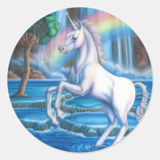 Rainbow Unicorn Runder Aufkleber (Vorderseite)