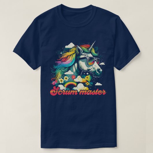 Rainbow Unicorn Scrum Master T-Shirt (Design vorne)